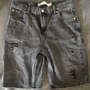 Levi's Black Distressed Jean Shorts